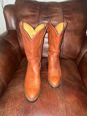 Tony Lama Chestnut Brown Leather Western Cowboy Boots
